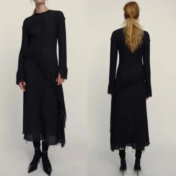 NWT ZARA Studio Black Long Shimmery Dress S Limited Edition Premium Collection - Picture 1 of 16